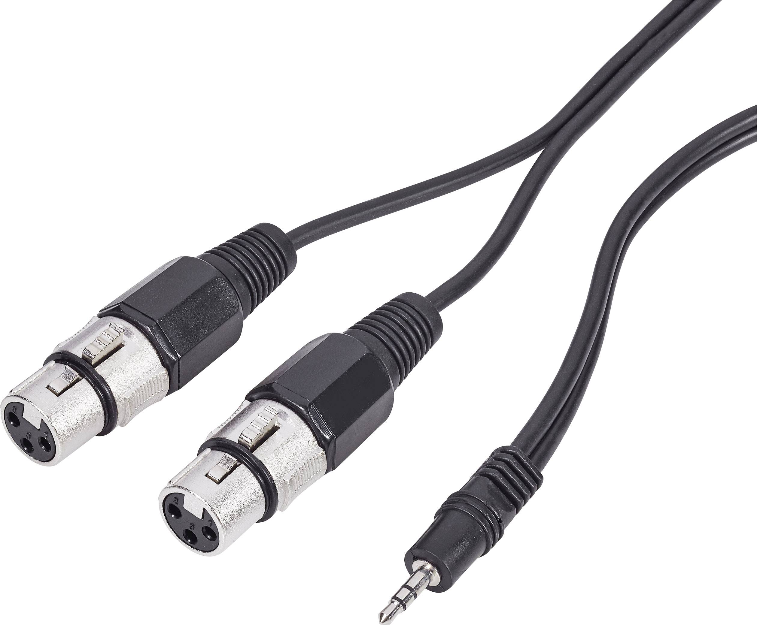 Paccs XLR Câble adaptateur [2x XLR femelle - 1x Jack mâle 3.5 mm] 3.00 m noir