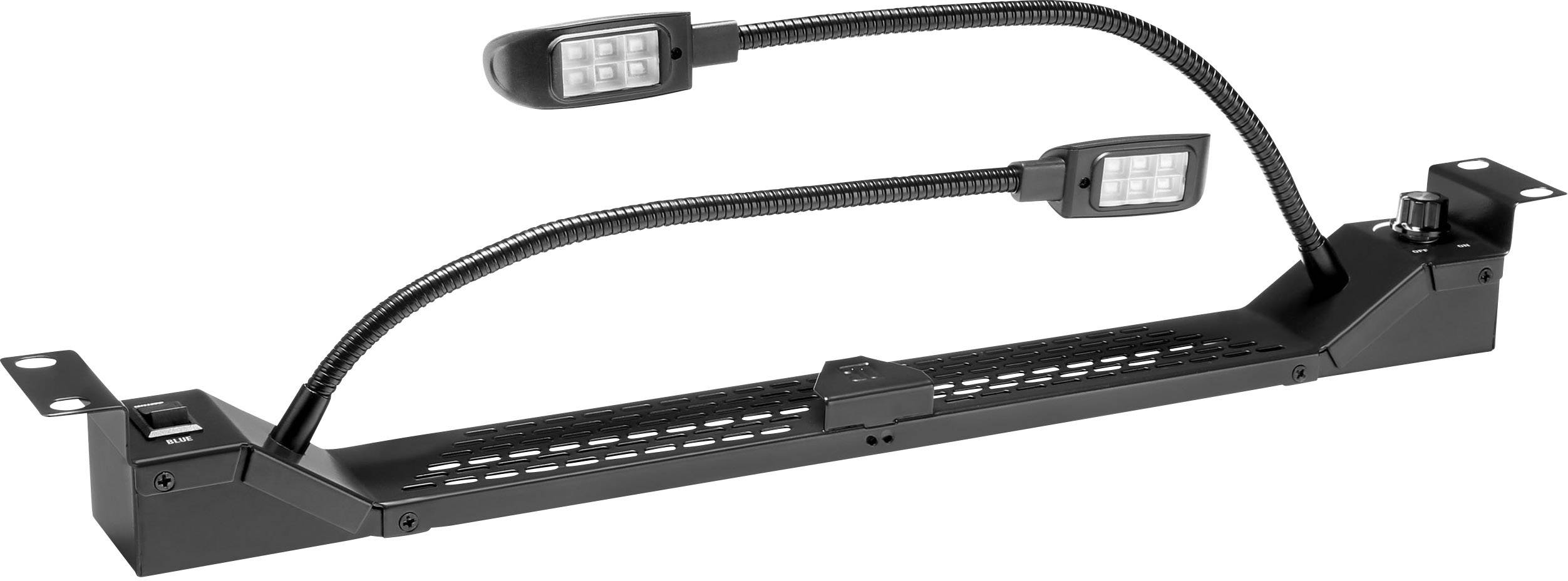 Barre lumineuse LED noire équipée de deux bras flexibles et mobiles, chaque bras étant doté de plusieurs lampes LED éclairantes.