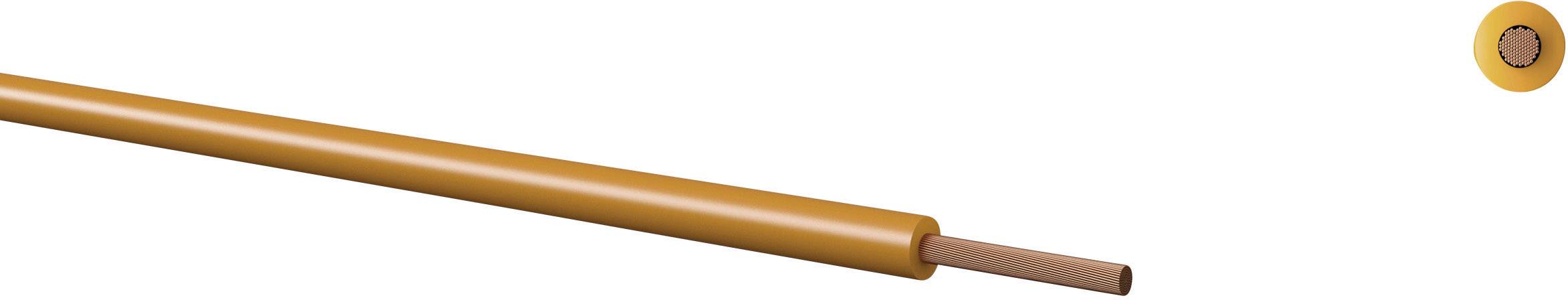 Un câble orange avec un fil de cuivre dénudé à une extrémité. L'image montre une coupe transversale du câble à droite.