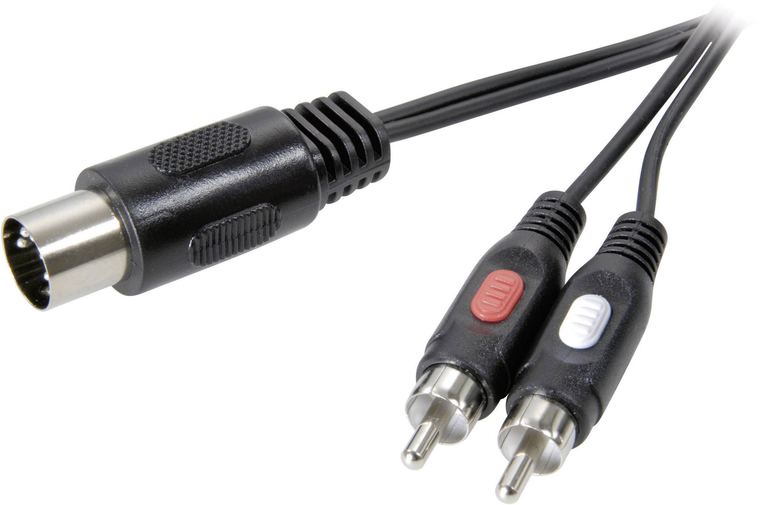 Câble de raccordement SpeaKa Professional SP-7870640 connexion DIN / Cinch-RCA audio [1x diode mâle 5 pôles (DIN) - 2x Cinch-RCA