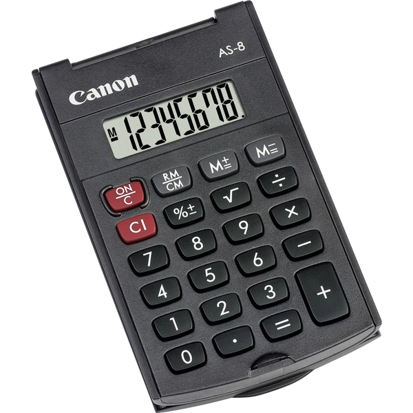 Canon AS-8 Calculatrice de poche gris foncé Ecran: 8 à pile(s) (l x H x P) 60 x 11.4 x 97 mm Canon AS-8 Calculatrice de poche gris foncé Ecran: 8 à pile(s) (l x H x P) 60 x 11.4 x 97 mm