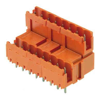 Connecteur orange à broches multiples, adapté à une utilisation sur circuits imprimés. Idéal pour les connexions électriques.