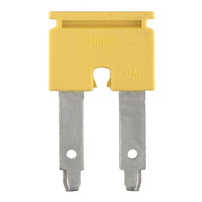 Fusible jaune avec deux contacts métalliques, marquage en haut indiquant '16mm²'.