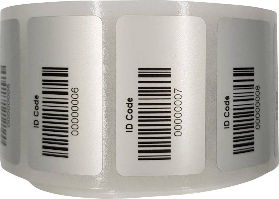 Rôle des étiquettes grises avec codes-barres et l'inscription 'ID Code', les numéros variant entre '00000006' et '00000007'.