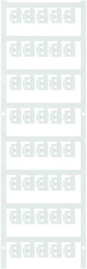 Une bande métallique blanche, perforée, avec plusieurs découpes rectangulaires disposées en rangées. Adaptée pour des supports ou des applications similaires.