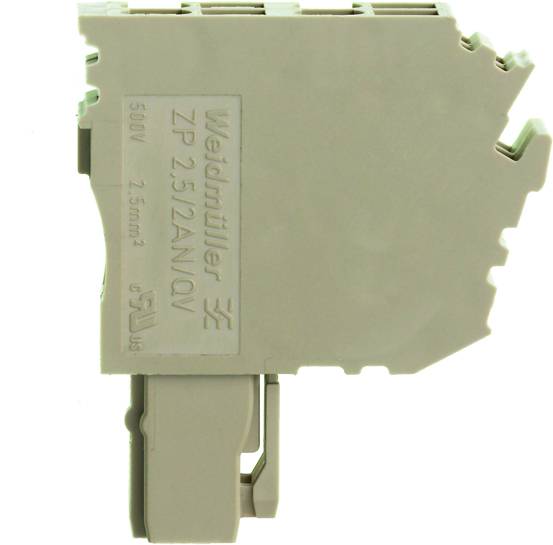 Weidmüller ZP 2.5/2AN/QV bloc de bornes à vis gris avec possibilités de connexion latérales, adapté pour des tensions jusqu'à 500V et des câbles de 2,5mm².