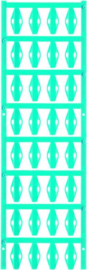 Plusieurs objets verts et ovales disposés selon un motif quadrillé régulier sur un fond blanc.