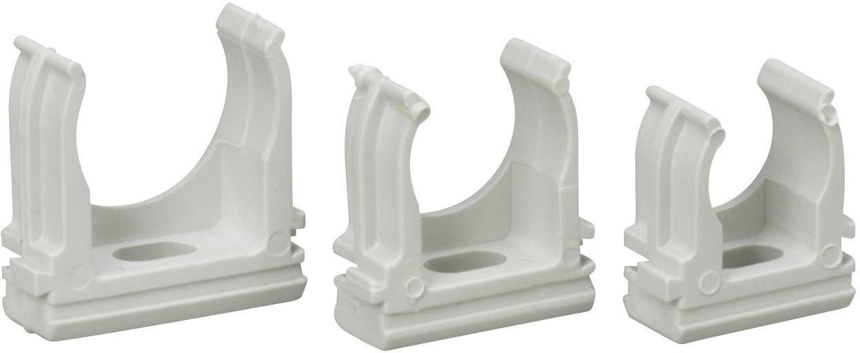 Trois colliers de serrage blancs de différentes tailles, disposés côte à côte. Ils sont destinés à la fixation de tuyaux.