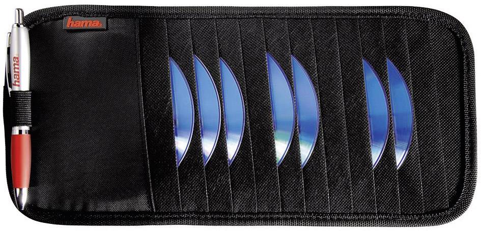 Pochette pour CD avec support de stylo rouge sur le côté gauche. Offre de la place pour six CD ou DVD.