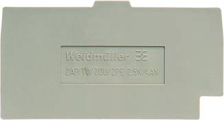 Une couverture grise portant l'inscription 'Weidmüller ZAP/TW 200U/PE 3.5N/K4AN', probablement un composant électrique.