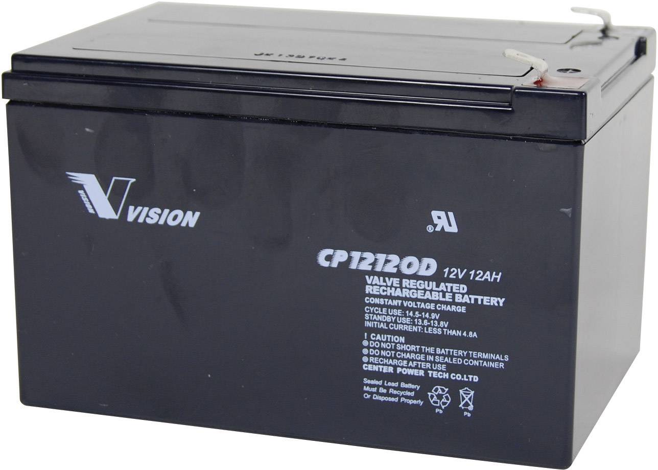 Batterie au plomb 12 V 12 Ah Vision Akkus CP12120D plomb (AGM) (l x H x P) 151 x 101 x 98 mm cosses plates 6,35 mm sans entretien