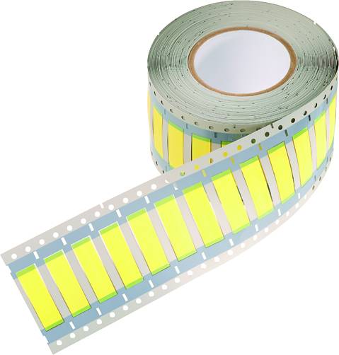 Un rouleau de bandes LED rectangulaires jaunes sur un support, destiné à des applications industrielles ou techniques.