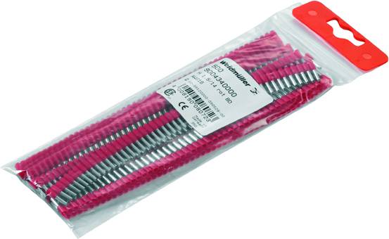Un paquet de brossettes interdentaires rouges de la marque 'meridol'. L'emballage contient dix brossettes, adaptées au nettoyage des espaces interdentaires.