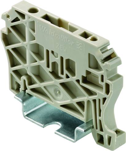 Barrette de connexion en plastique de Weidmüller pour connexion électrique. Boîtier beige avec support métallique, adaptée aux applications industrielles.