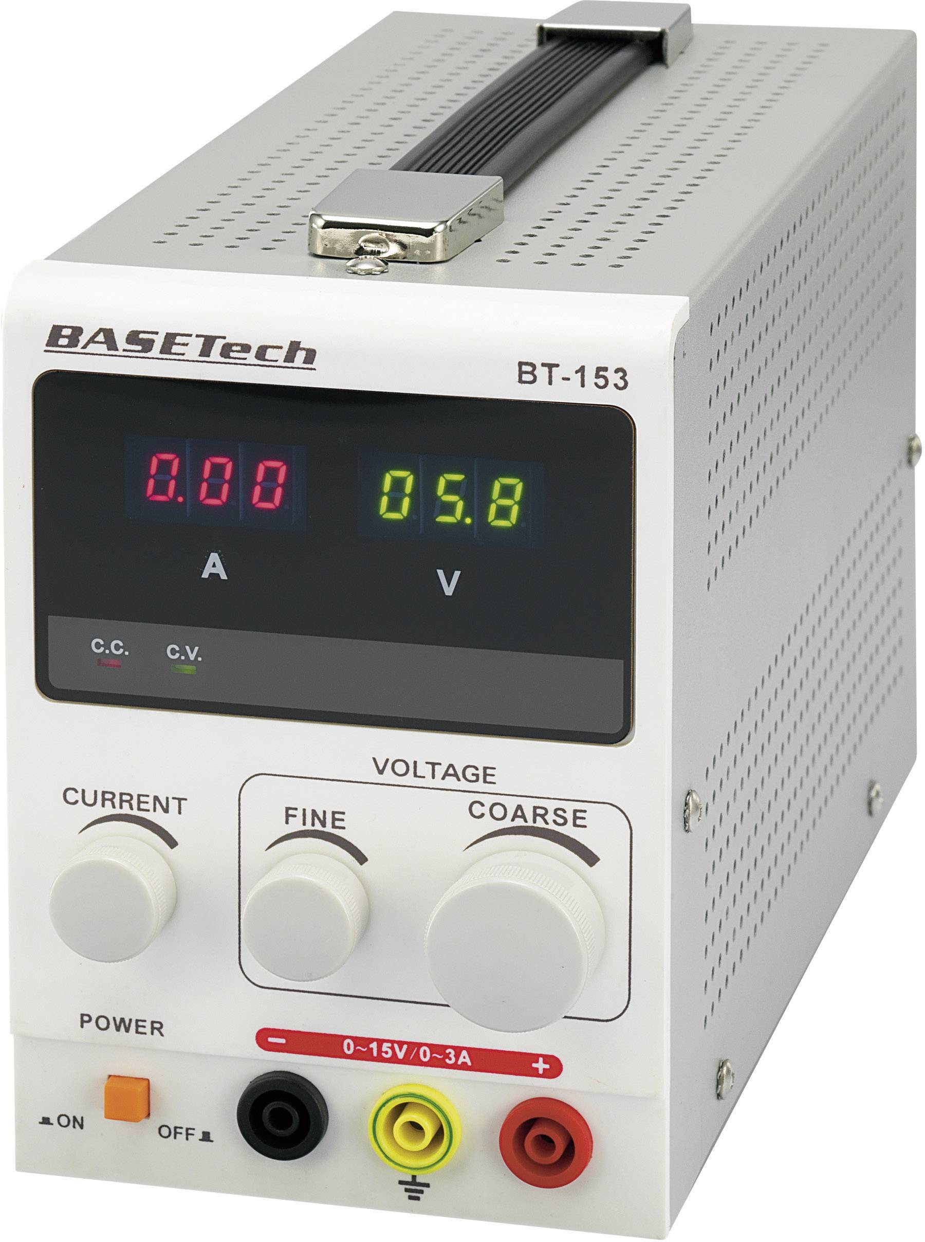 Alimentation de laboratoire réglable Basetech BT-153 0 - 15 V/DC 0 - 3 A 45 W Nbr. de sorties 1 x 1 pc(s)