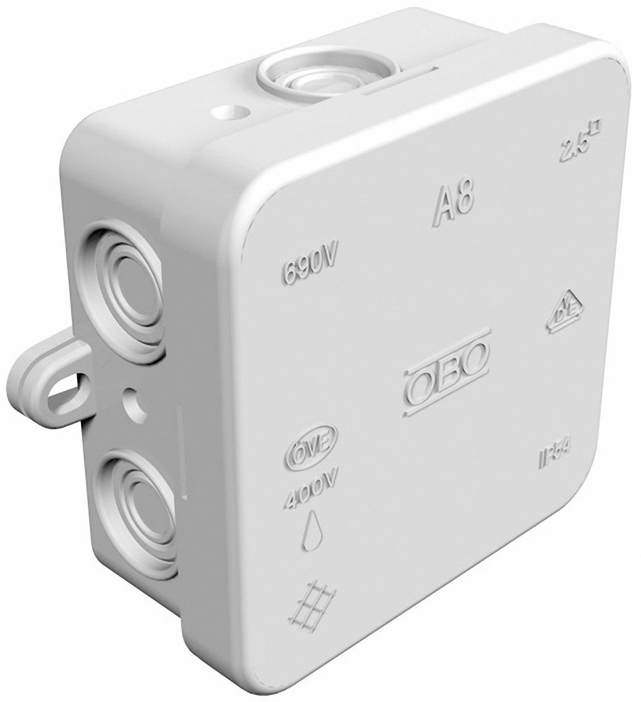 Boîte de dérivation OBO Bettermann 2000016-G (L x l x H) 75 x 75 x 36.2 mm gris clair (RAL 7035) IP55