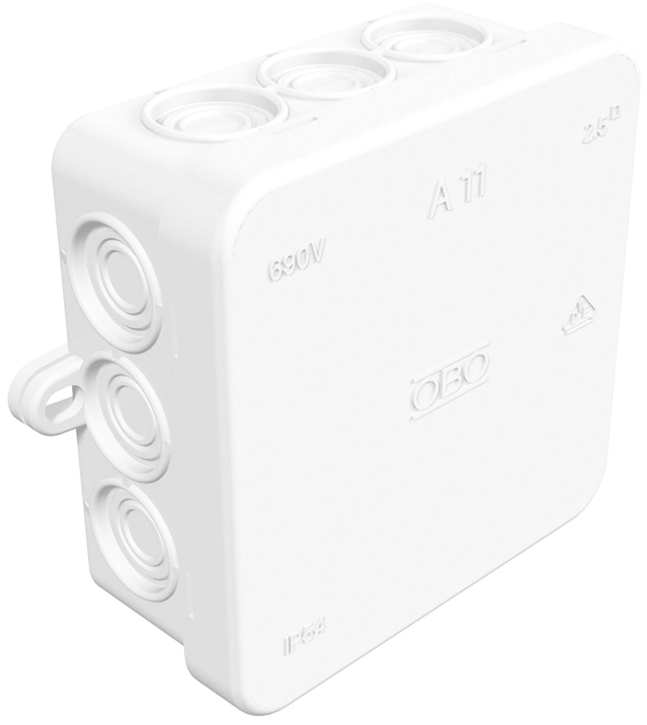 Boîte de dérivation OBO Bettermann 2000180-W (L x l x H) 85 x 85 x 40 mm blanc pur (RAL 9010) IP55 1 pc(s)