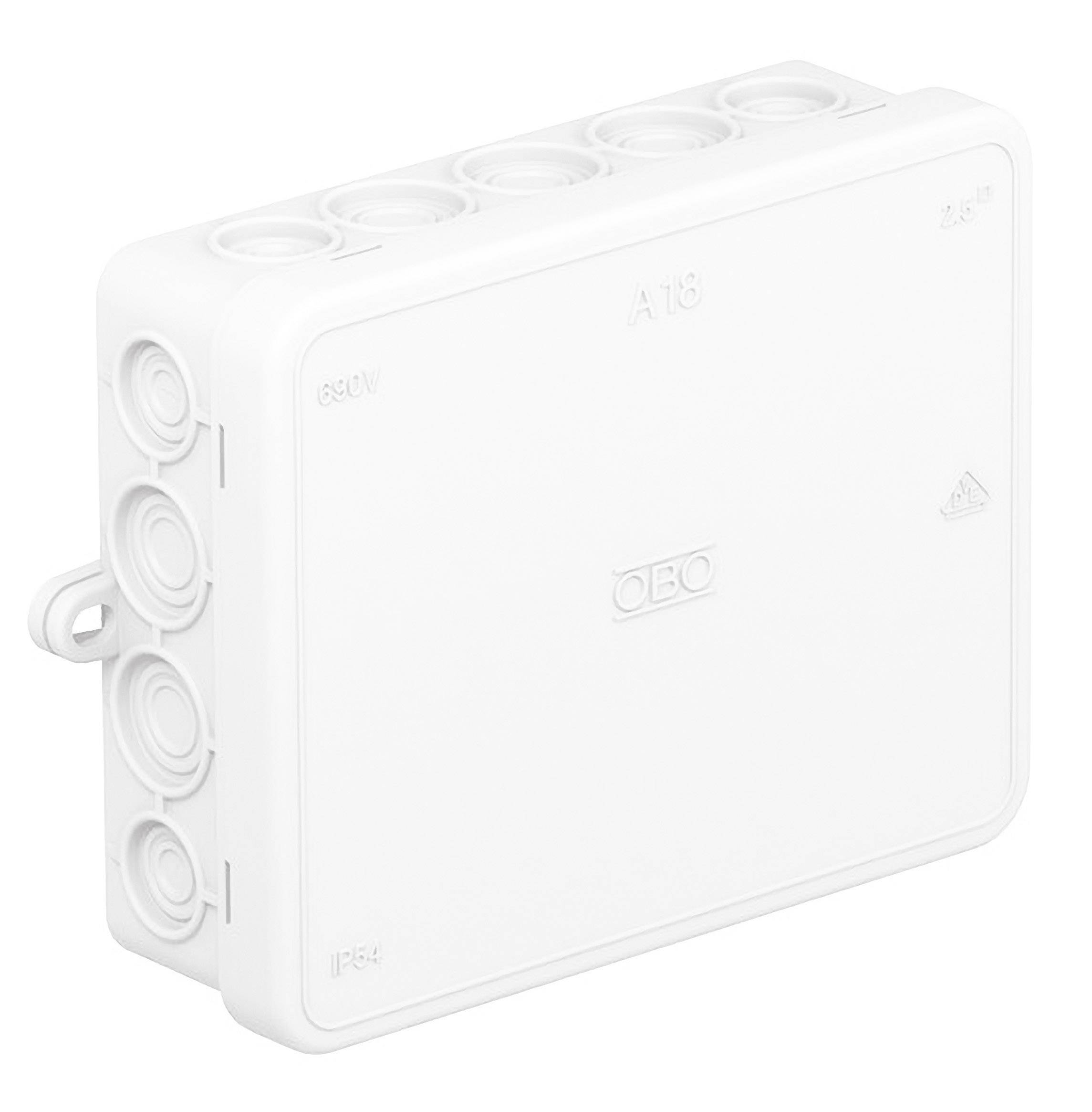 Boîte de dérivation OBO Bettermann 2000422-W (L x l x H) 125 x 100 x 40 mm blanc pur (RAL 9010) IP55 1 pc(s)