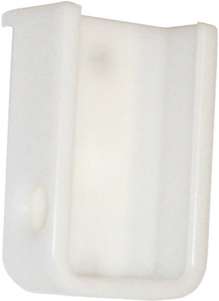 Support en plastique blanc de forme L, avec des bords arrondis et une ouverture de fixation sur le côté.