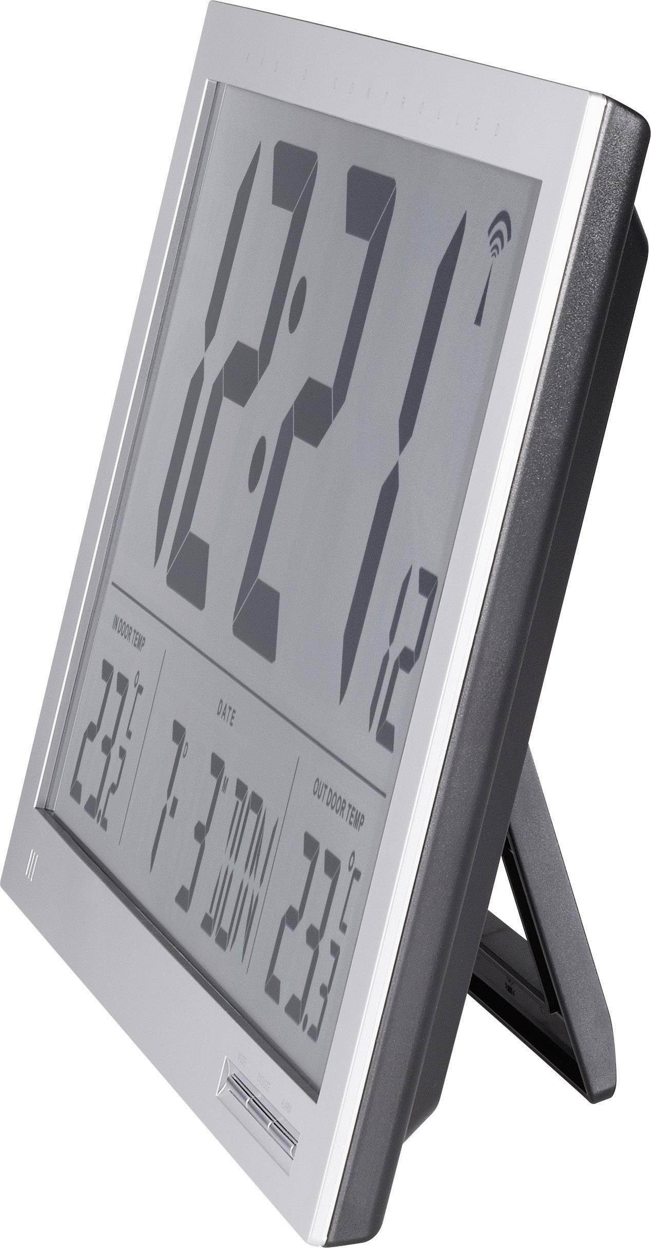 Eurochron EFWU Jumbo 102 radiopiloté(e) Horloge murale 370 mm x 230 mm x 30 mm argent