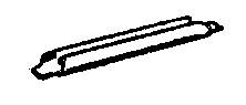 Une représentation schématique d'une poutre métallique rectangulaire en vue de dessus, légèrement surélevée à droite.