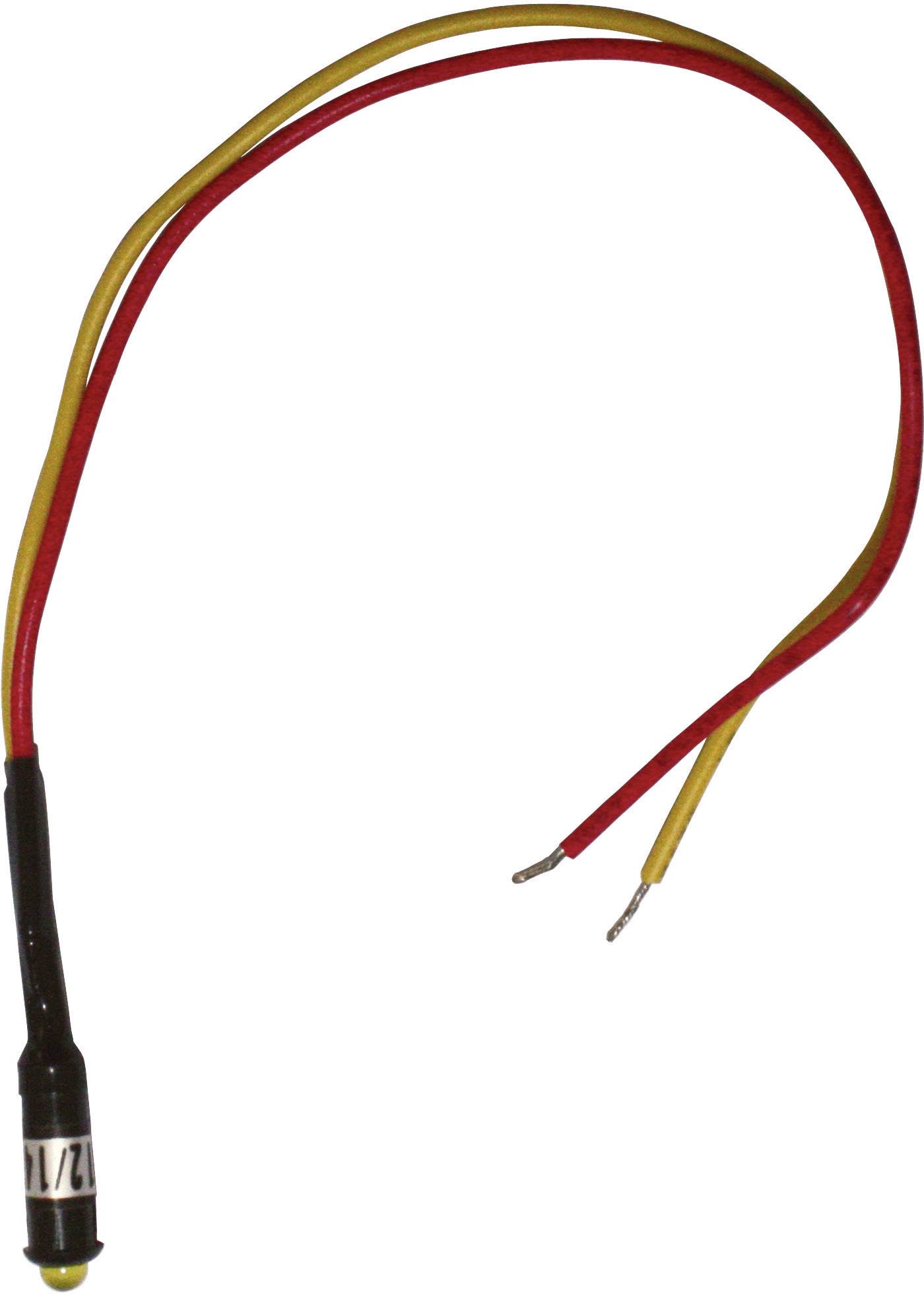 Petit capteur de température avec des câbles de connexion jaunes et rouges.