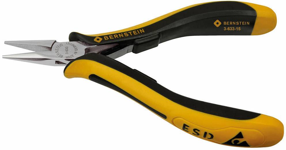 Pince de précision ESD jaune et noire de Bernstein, adaptée aux travaux fins en électronique.