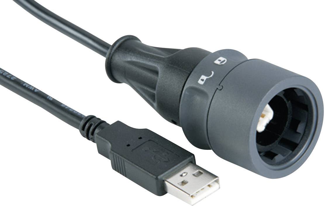 Cordon USB verrouillable unilatéralement Type B (verrouillage) vers type A Contenu: 1 pc(s) Bulgin PXP6040/B/2M00