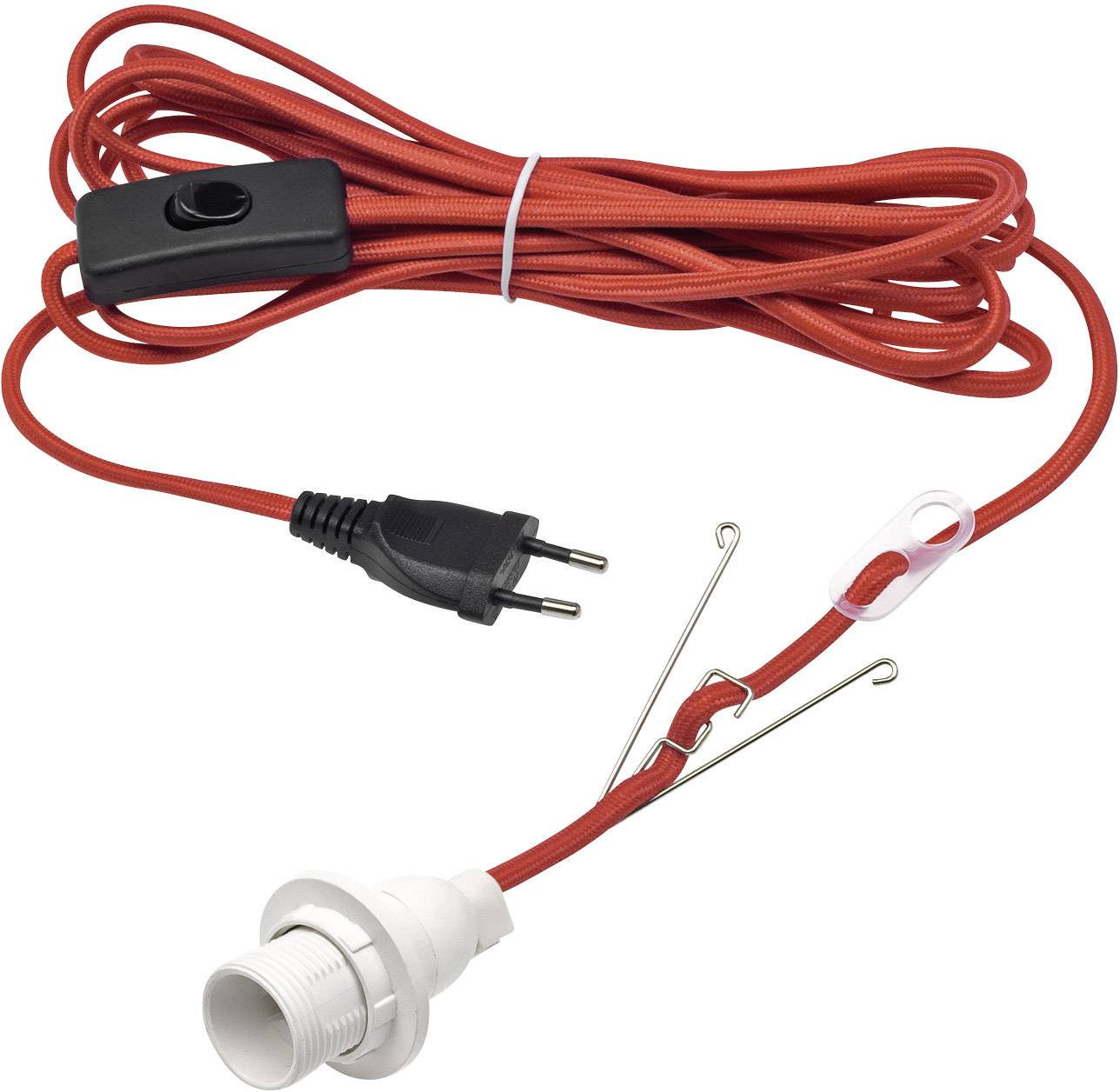 Câble d'alimentation en textile rouge, avec interrupteur pour étoiles en papier, 5m, douille E14230V_int.