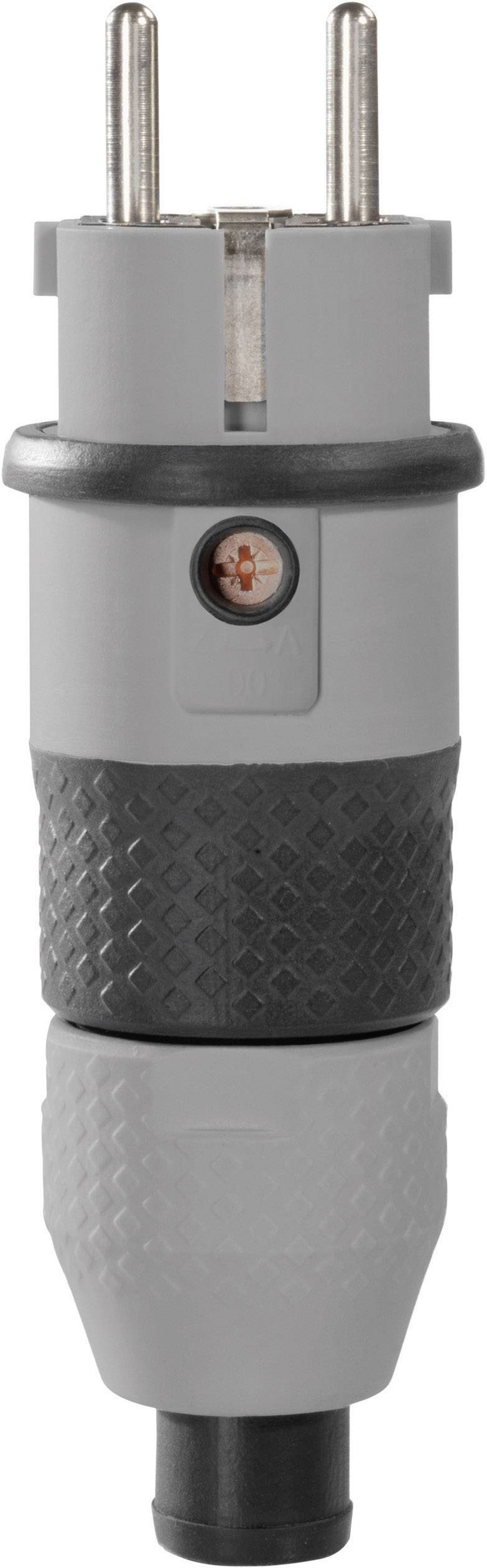 Fiche électrique mâle avec terre ABL Sursum 1529160 plastique 230 V gris, noir IP54