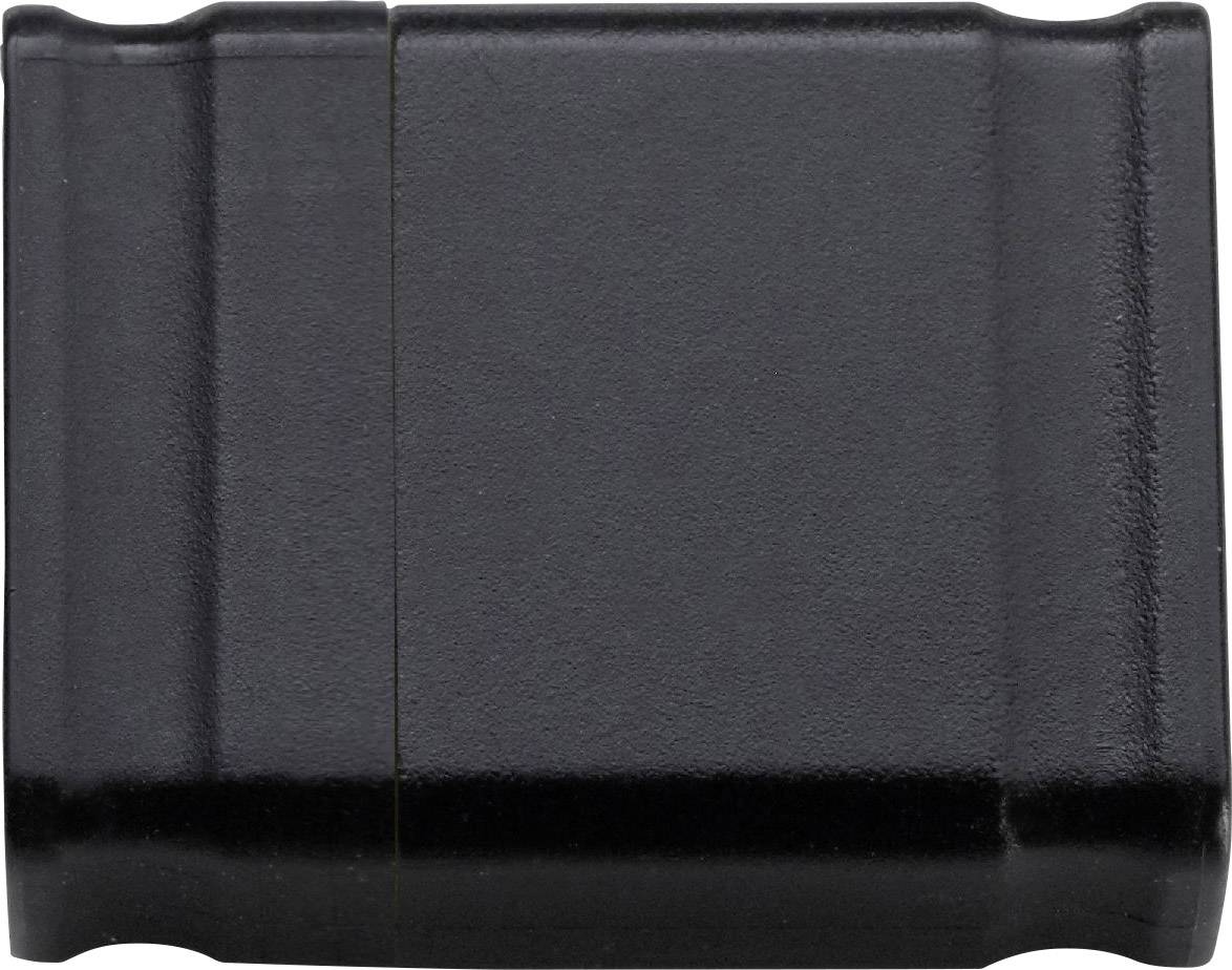 Objet métallique noir, rectangulaire, avec un dessus fermé et une surface lisse, probablement un boîtier ou un couvercle.