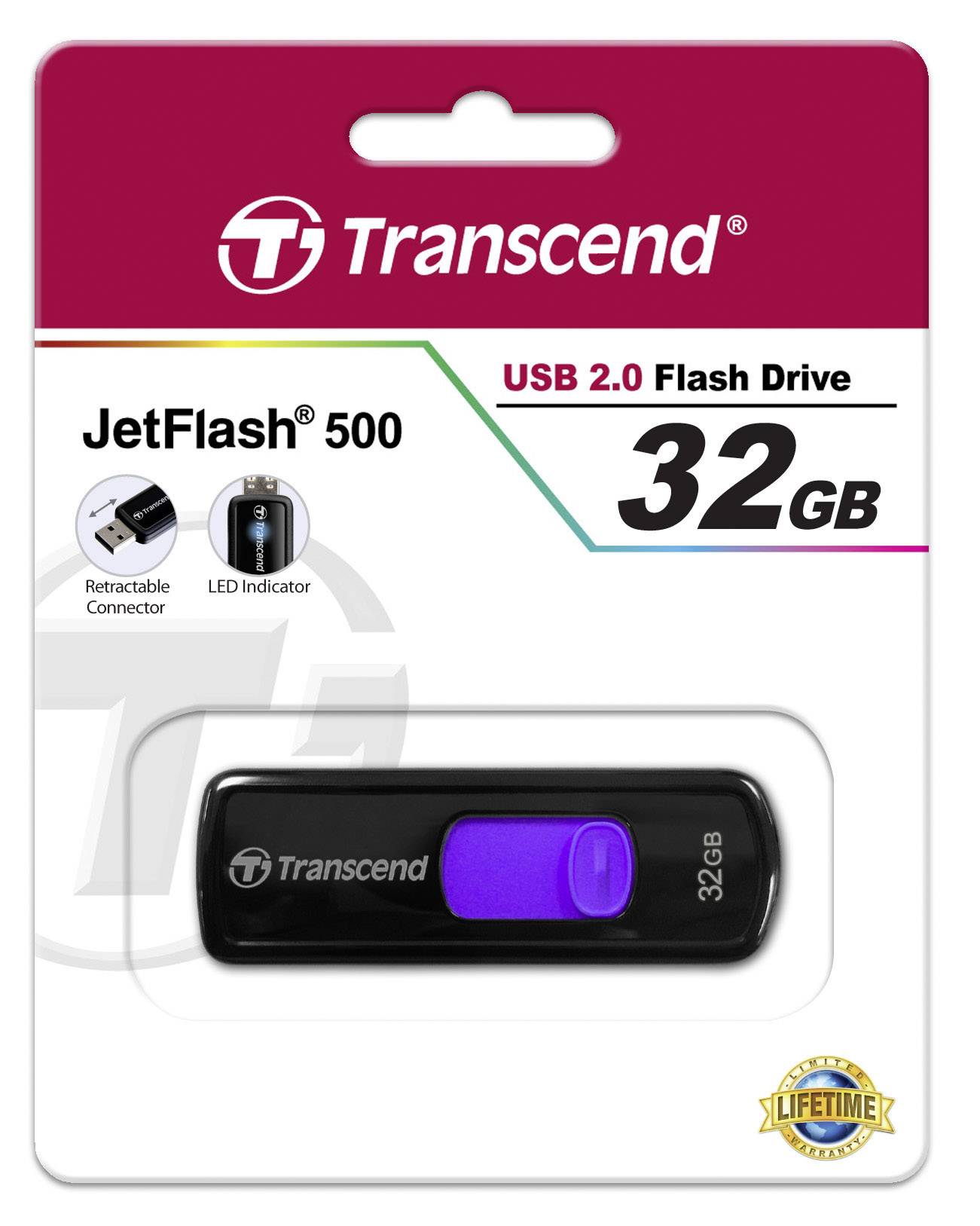 Transcend JetFlash® 500 USB-Stick 32 GB Lila TS32GJF500 USB 2.0