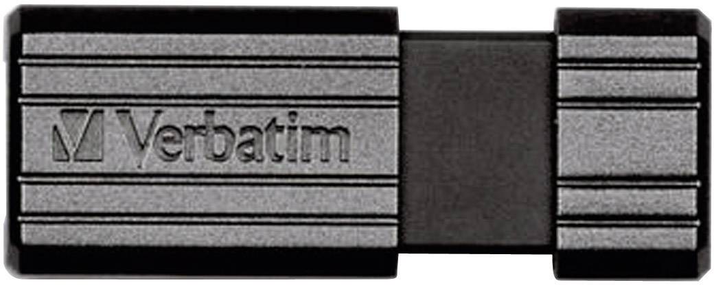 Une clé USB noire de Verbatim avec un connecteur fermé, de forme rectangulaire et à surface striée.