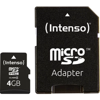 Carte microSDHC Intenso 4 GB Micro SDHC-Card 4 GB Class 4 avec adaptateur SD Carte microSDHC Intenso 4 GB Micro SDHC-Card 4 GB Class 4 avec adaptateur SD