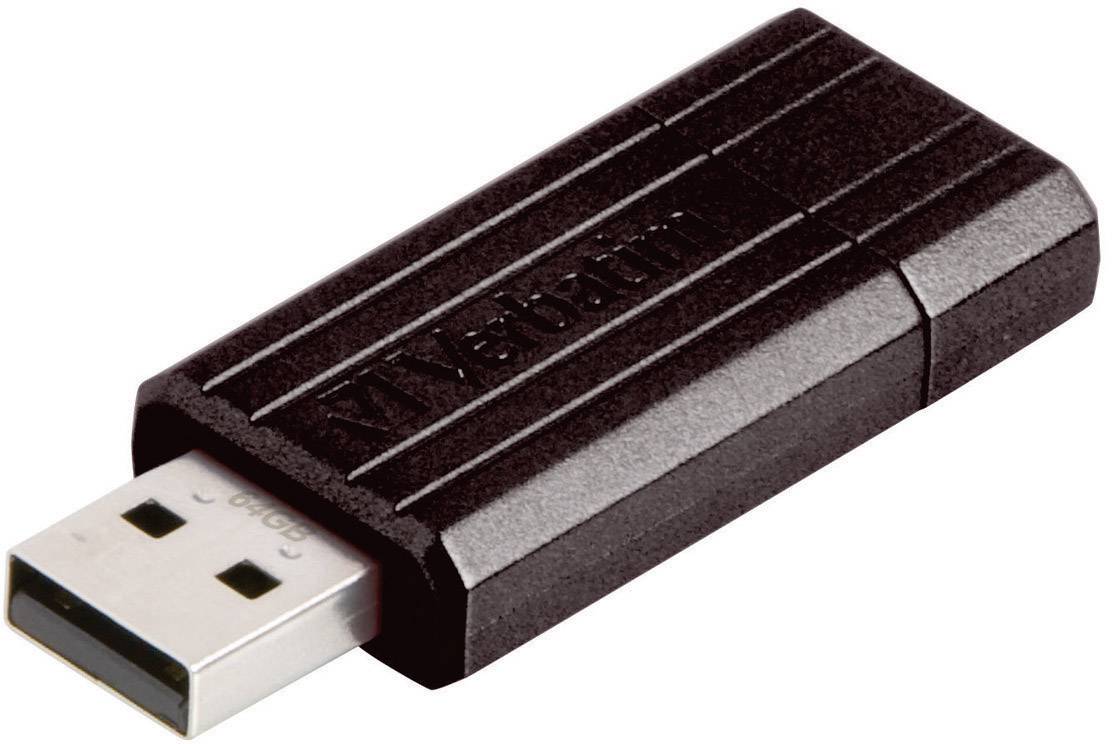 Une clé USB noire avec un connecteur gris. Le nom de la marque est légèrement gravé sur la surface.