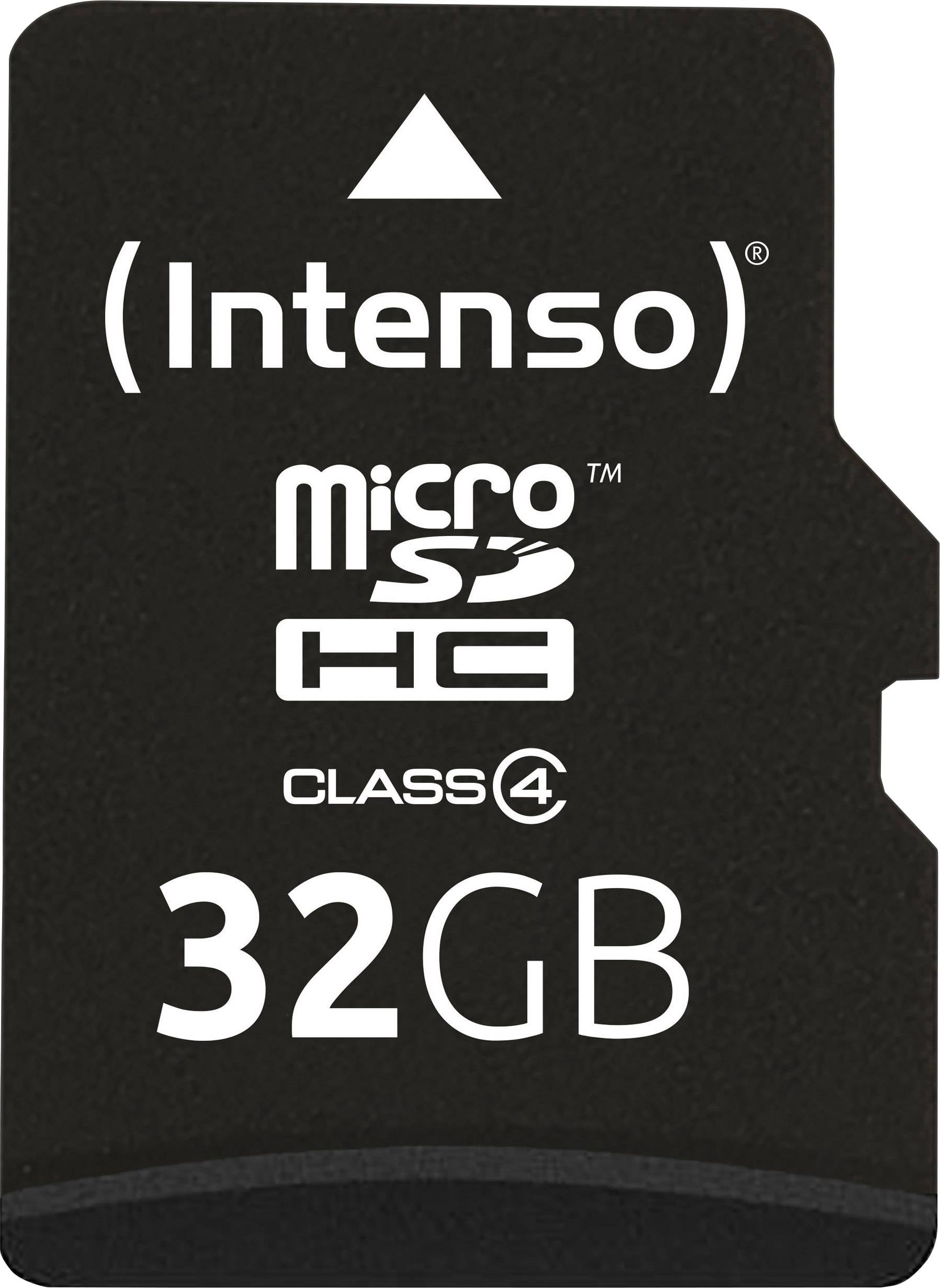 Carte microSDHC Intenso 32 GB Micro SDHC-Card 32 GB Class 4 avec adaptateur SD