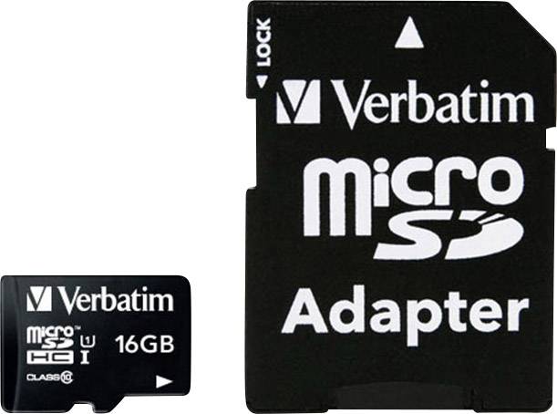 Carte microSDHC Verbatim MICRO SDHC 16GB CL 10 ADAP 16 GB Class 10 avec adaptateur SD