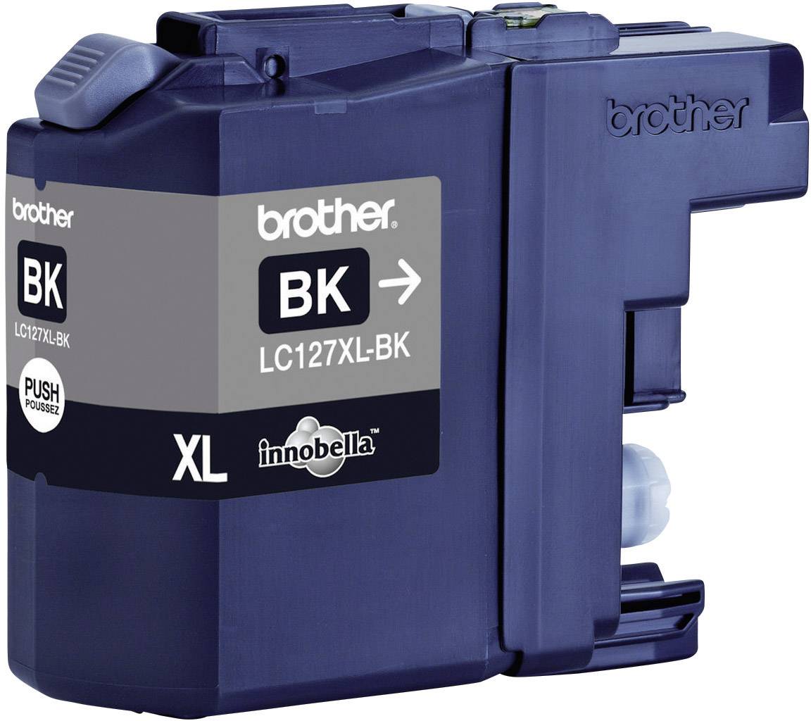 Brother Druckerpatrone LC127XL-BK, schwarze Tinte, XL-Größe, vor einem weißen Hintergrund dargestellt.