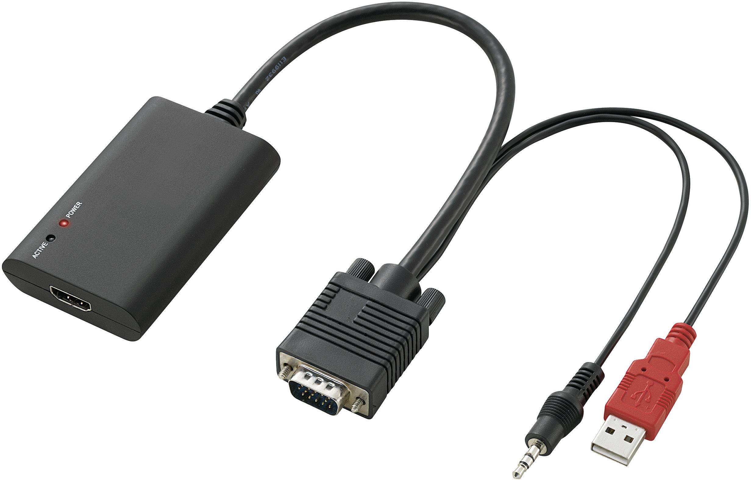 AV Adaptateur [HDMI - VGA, Jack] 1920 x 1080 Pixel SpeaKa Professional SP-HD/VK