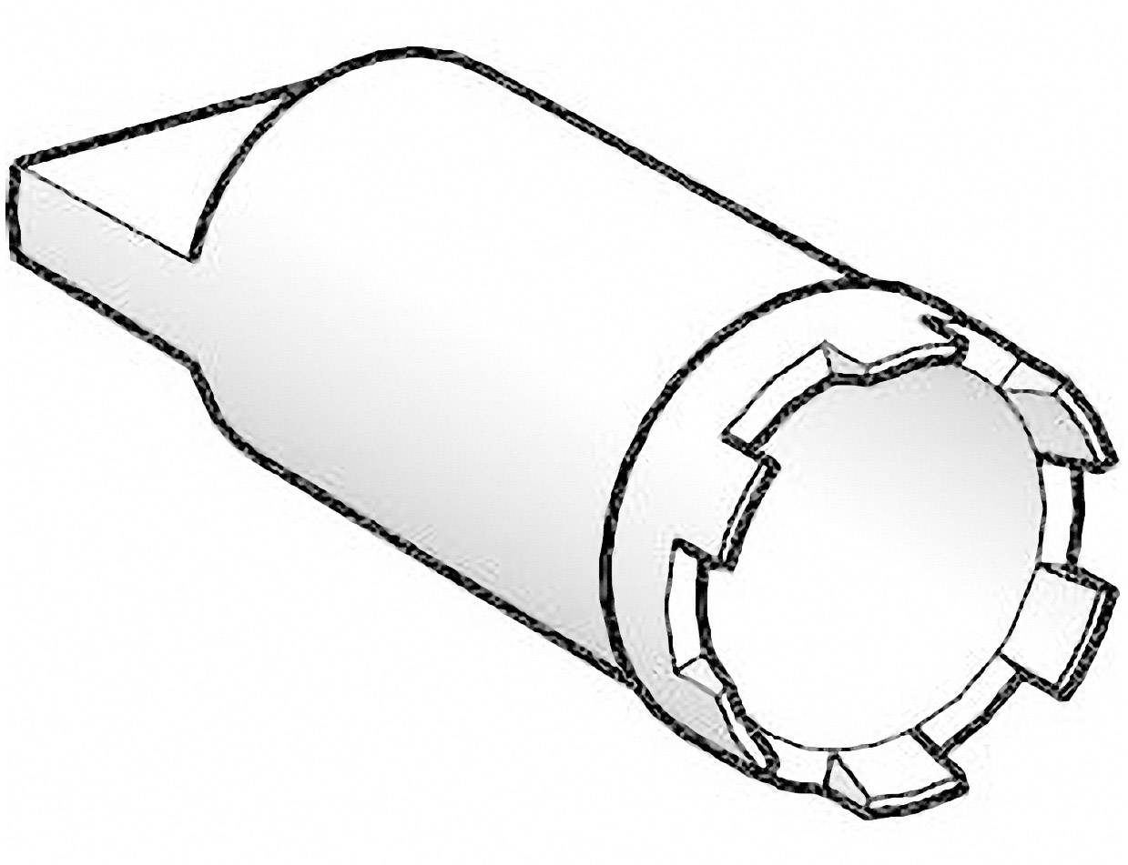 Un croquis en noir et blanc d'un outil cylindrique aux bords dentelés, ressemblant à une perceuse.