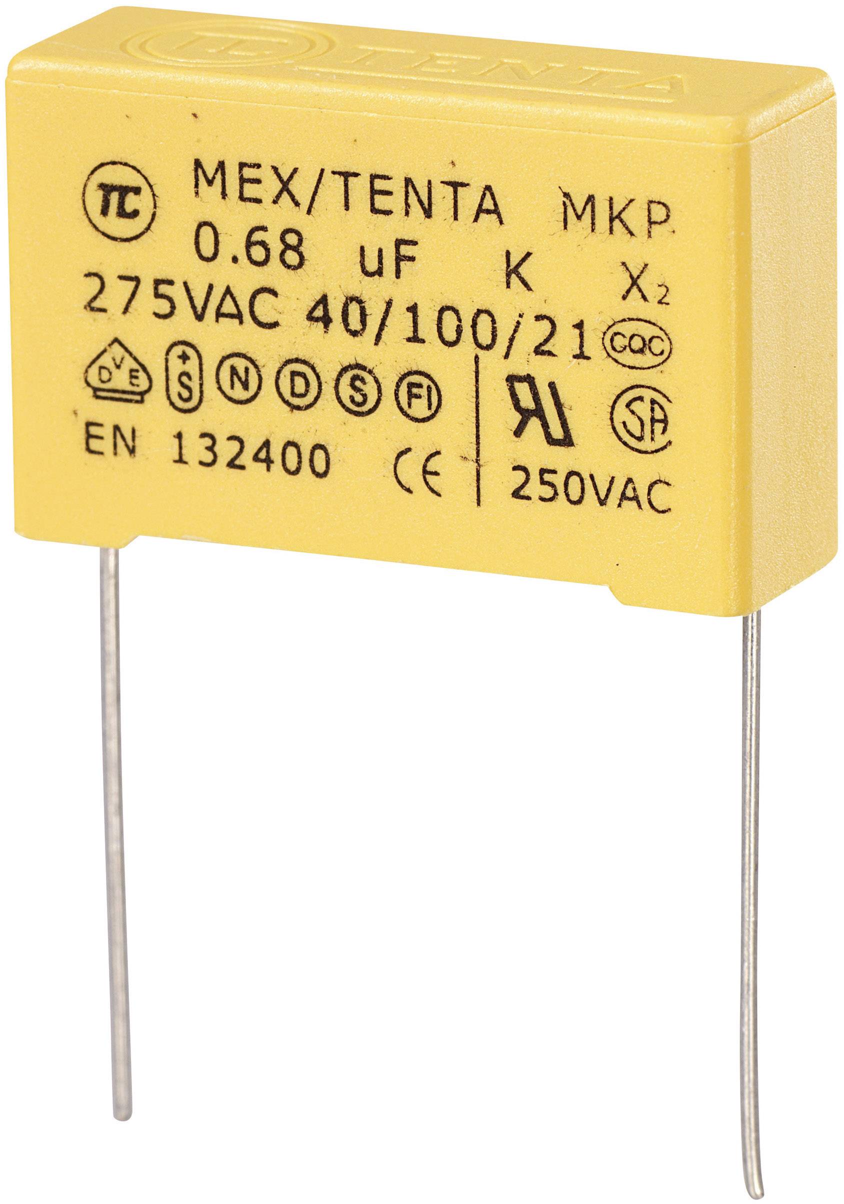 TRU COMPONENTS MKP-X2 Condensateur anti-parasite MKP-X2 sortie radiale 0.68 µF 275 V/AC 10 % 27.5 mm (L x l x H) 30 x 11 x 20 mm