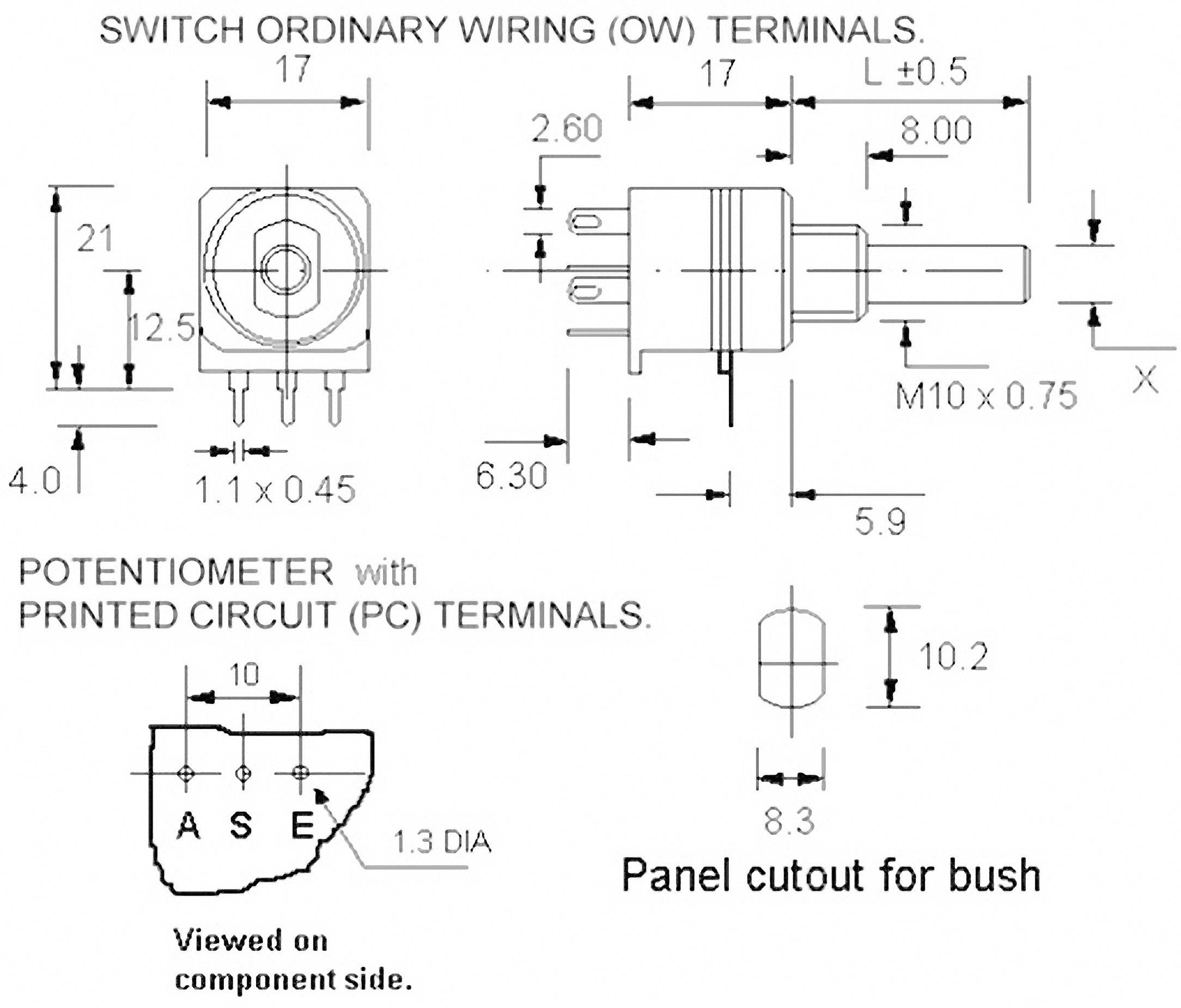 Potentiometer Service 7515 7515 Potentiomètre rotatif avec interrupteur mono 10 kΩ 1 pc(s)