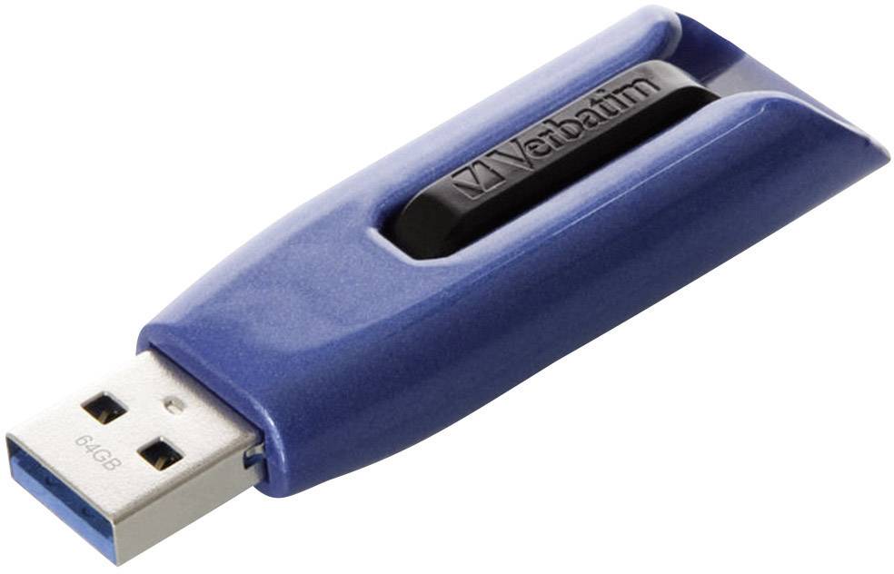 Clé USB bleue de Verbatim, compacte et portable ; idéale pour stocker et transférer des données.