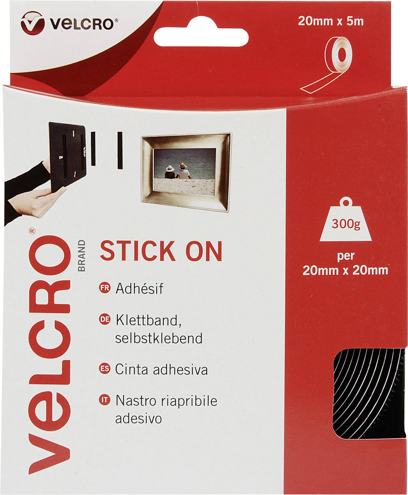 VELCRO® VEL-EC60217 Bande auto-agrippante à coller partie velours et partie agrippante (L x l) 5000 mm x 20 mm noir 5 m
