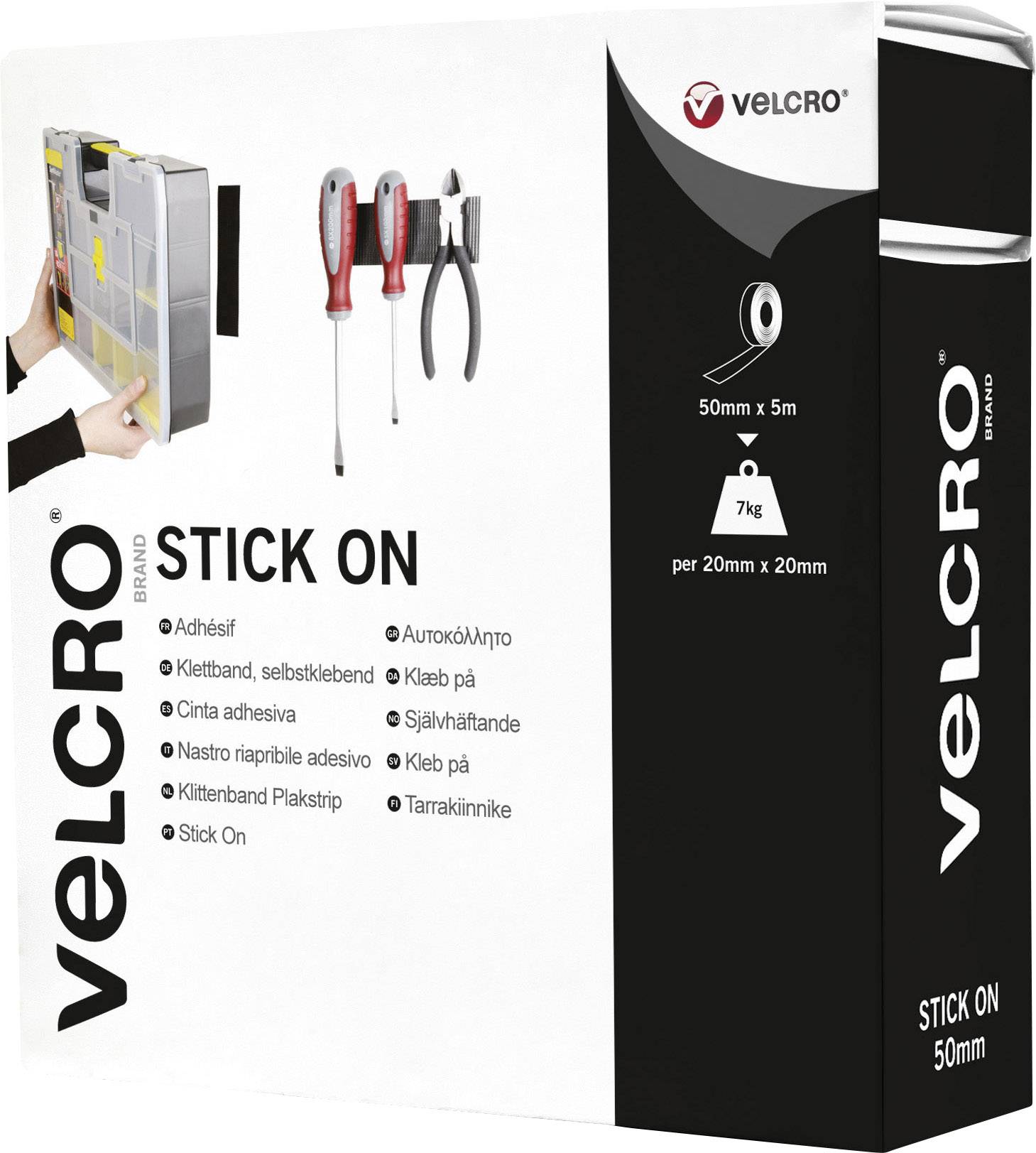 VELCRO® VEL-EC60243 Bande auto-agrippante à coller partie velours et partie agrippante, extra-fort (L x l) 5000 mm x 50 mm noir