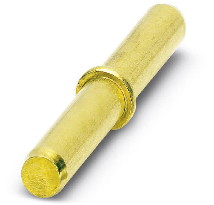 Une tige métallique dorée avec un anneau médian sert de contact électrique ou de connecteur dans des applications techniques.