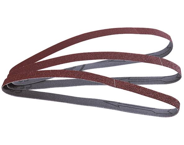 Une bande abrasive de couleur rouge et grise. Idéale pour le ponçage du bois ou du métal.