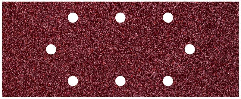 Papier de verre rectangulaire avec huit trous uniformément répartis.