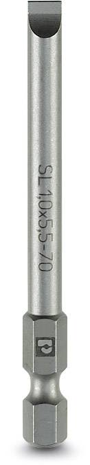 Un embout de tournevis en argent gravé 'SL 10 095-70'. Adapté aux outils manuels et aux perceuses.