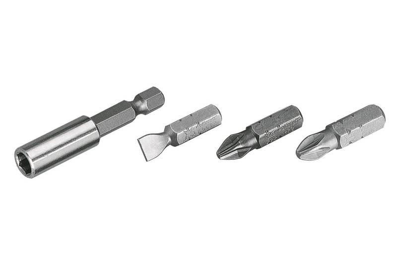 Quatre outils de vissage, comprenant un porte-embouts et trois différents embouts de tournevis pour des applications polyvalentes.